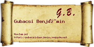 Gubacsi Benjámin névjegykártya